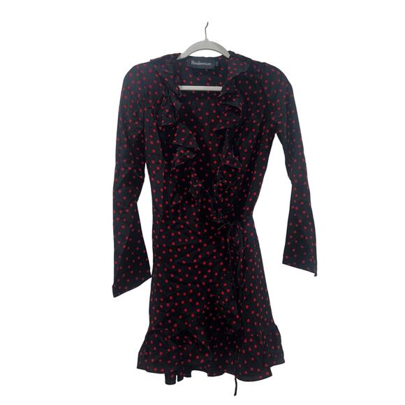 Réalisation Par Silk Italia Alexandra Polka Dot Wrap Dress – Size Small - Picture 5 of 15